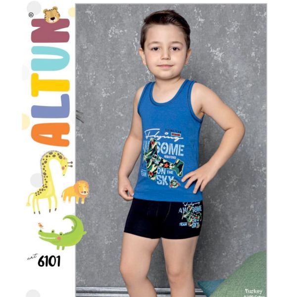 رکابی و شورت ست بچگانه پسرانه آلتون کد 6101 تک رنگ Altun Tank Top, Short, Set For Children's, Code 6101