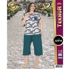 تیشرت شلوارک ست زنانه تکنور سایز بزرگ کد 32418