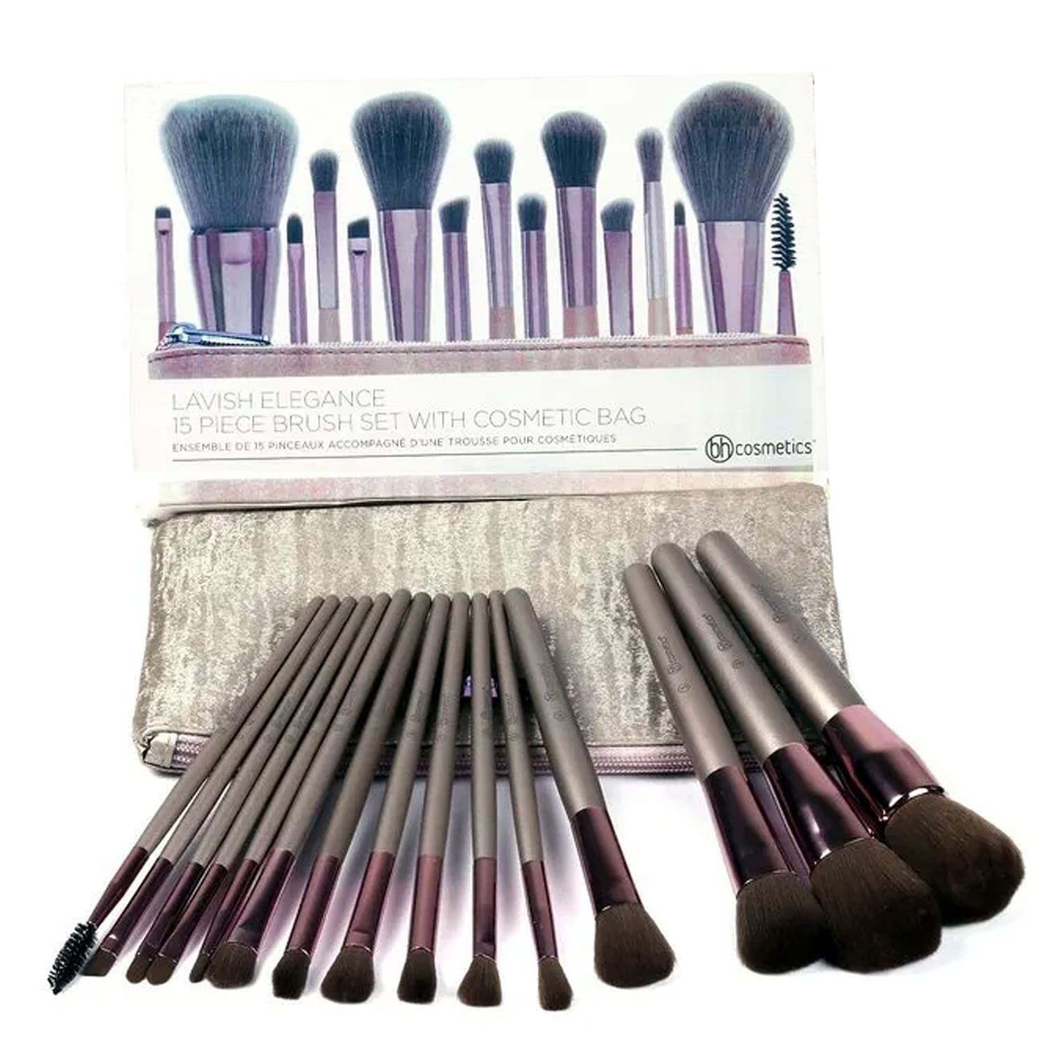 ست براش آرایشی بی اچ کازمتیکس مجموعه 15 عددی BH Cosmetics Lavish Elegance 15 Piece Brush Set