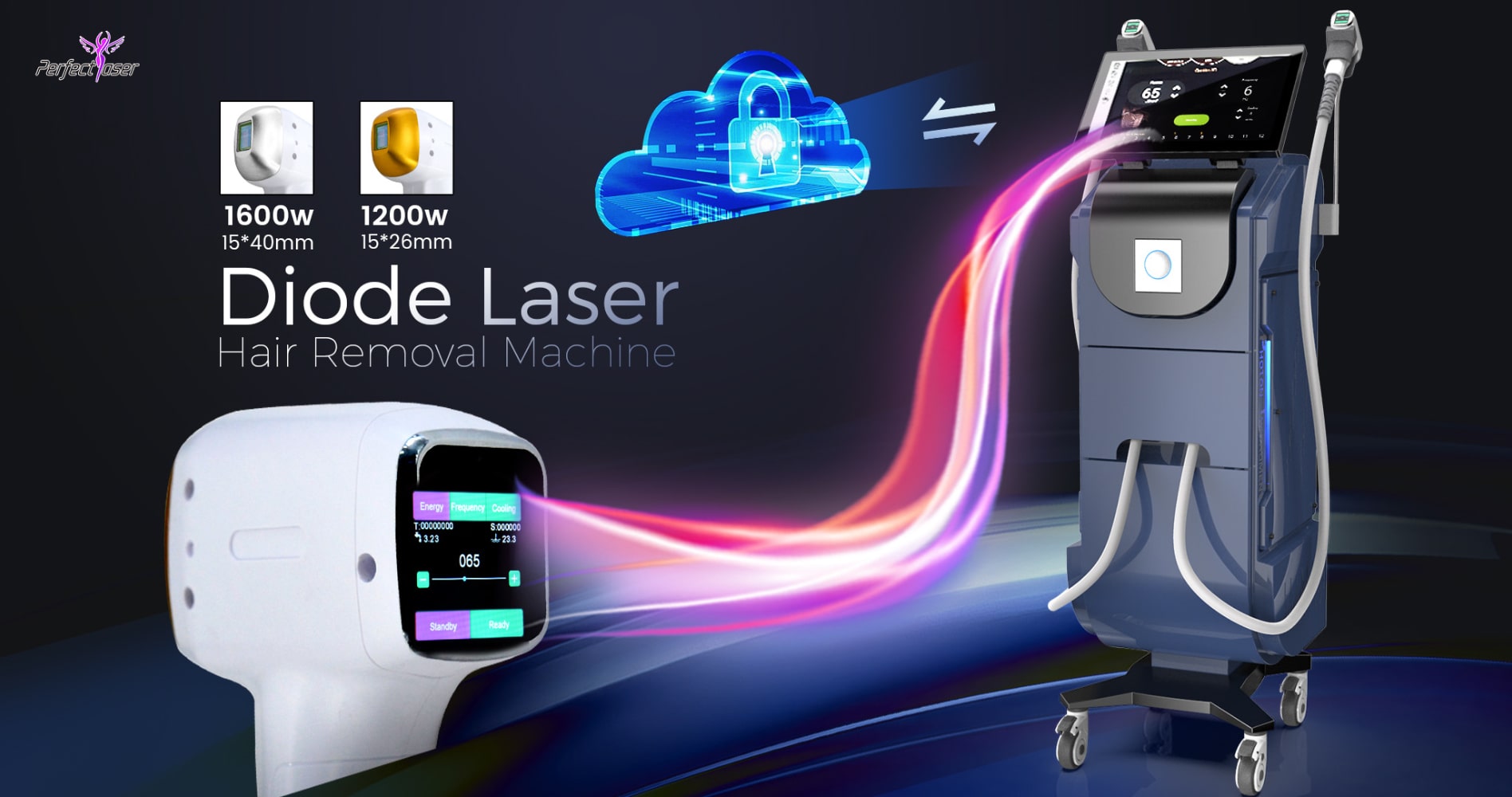 دستگاه لیزر موهای زائد دایود 2 هندپیس 1200 وات و 1600 وات - PerfectLaser Diode Laser Hair Removal Machine 2 handpiece 1200w, 1600w
